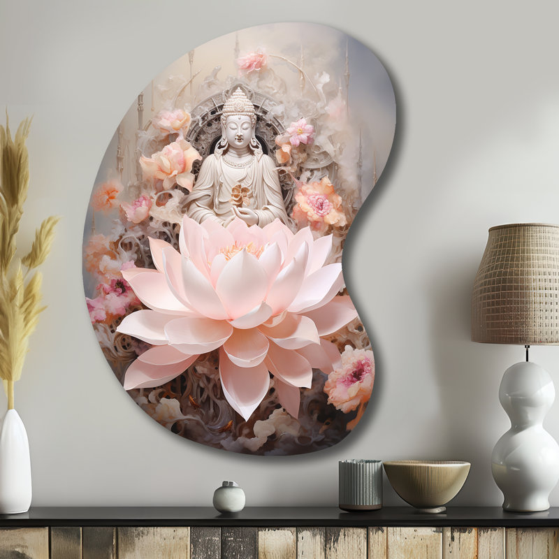 Rose bouddhisme lotus de la sagesse - art asymétrique bouddhisme, sculpture murale en métal de forme unique