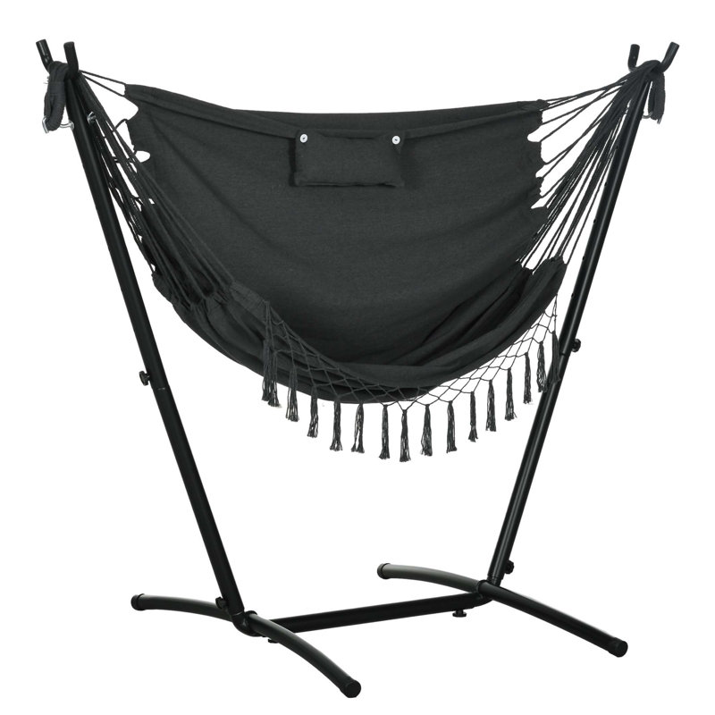 Chaise longue de hamac avec support Outsunny, Noir