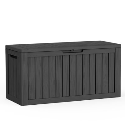 300L Large-Capacity Patio Storage Box, Heavy-Duty Polypropylene Box with Sit-On Lid & All-Weather Resistance