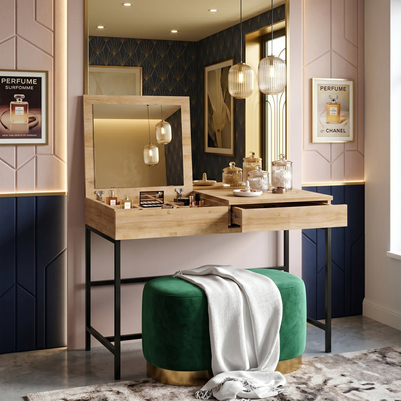 Aurelia Vanity Table with Flip-Top Mirror