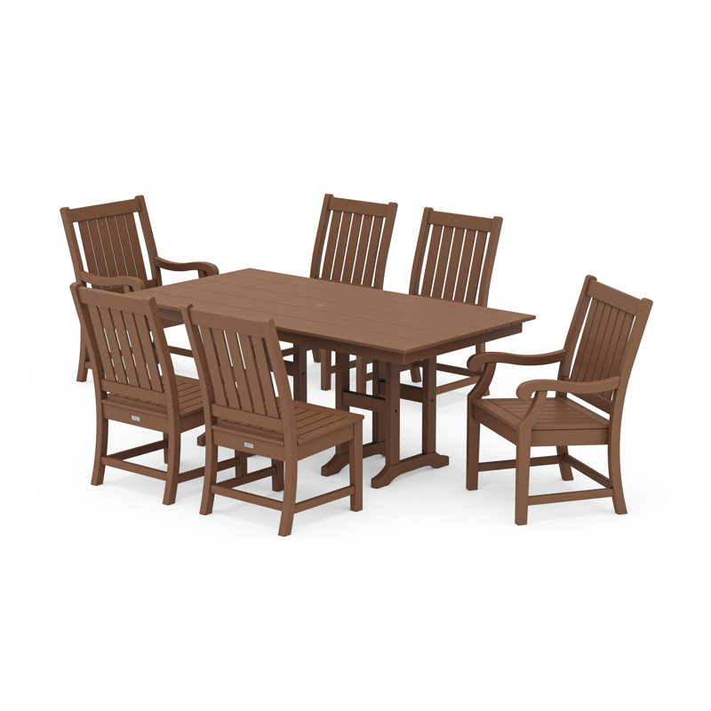 POLYWOOD x Birch Lane Veranda 7-Piece Farmhouse Dining Set by POLYWOOD, Teak