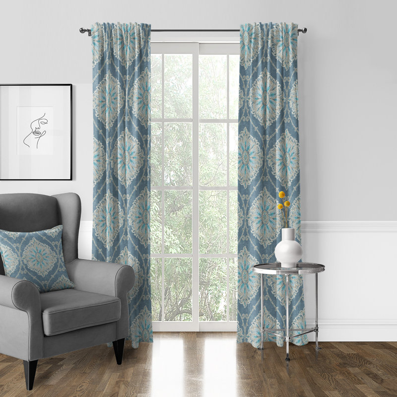 Paire de rideaux obscurcissant avec passe-tringle Indali, L 50 po x L 96 po, Gris / blanc