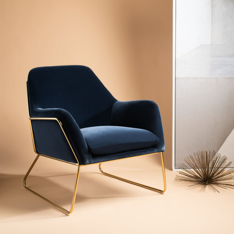 Fauteuil en velours de 30,3 po de large Flagg, Bleu marine