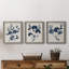 Bleu marine et feuilles de lin II - ensemble de 3 peintures sur toile encadrées-1524676181-1524676194