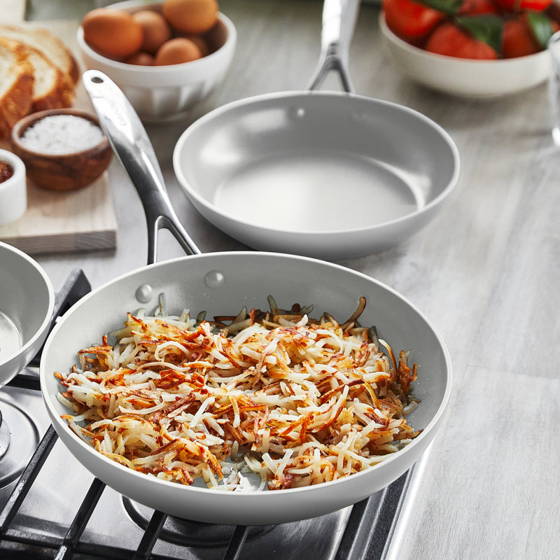 GreenPan Venice Pro Tri-Ply Stainless Steel Healthy Ceramic Nonstick 8" and 10" Frying Pan Set
