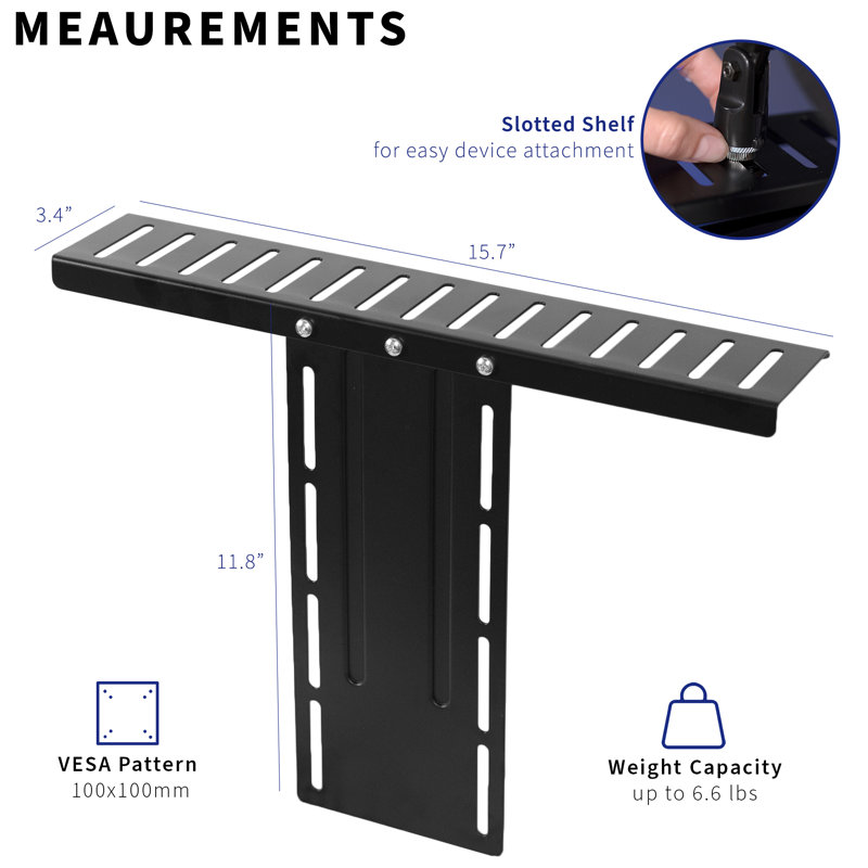 Black Steel VESA Monitor Livestream Device Shelf Mount