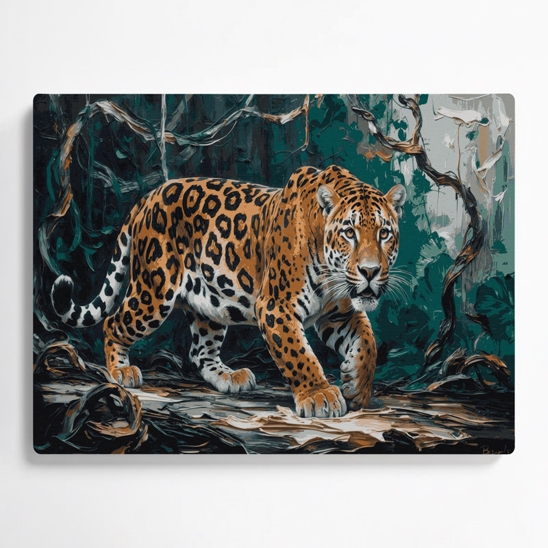«Big Cats», art mural noir en métal jaguar brésilien, H 24 po x l 36 po
