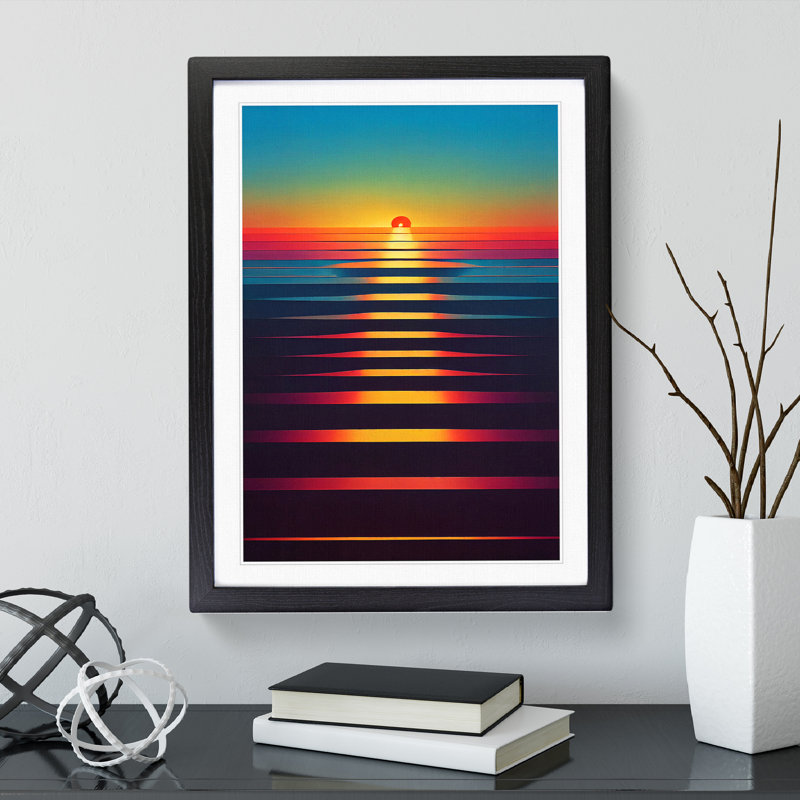 Tantalising Abstract Sunset - Wall Art, Black Framed Paper, 66cm H x 48cm W, White
