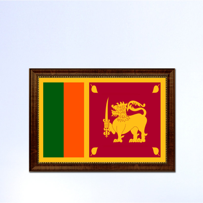 « sri lanka country flag », impression d’art graphique sur toile encadrée, H 19 po x l 27 po x P 1 po, Encadrement brun