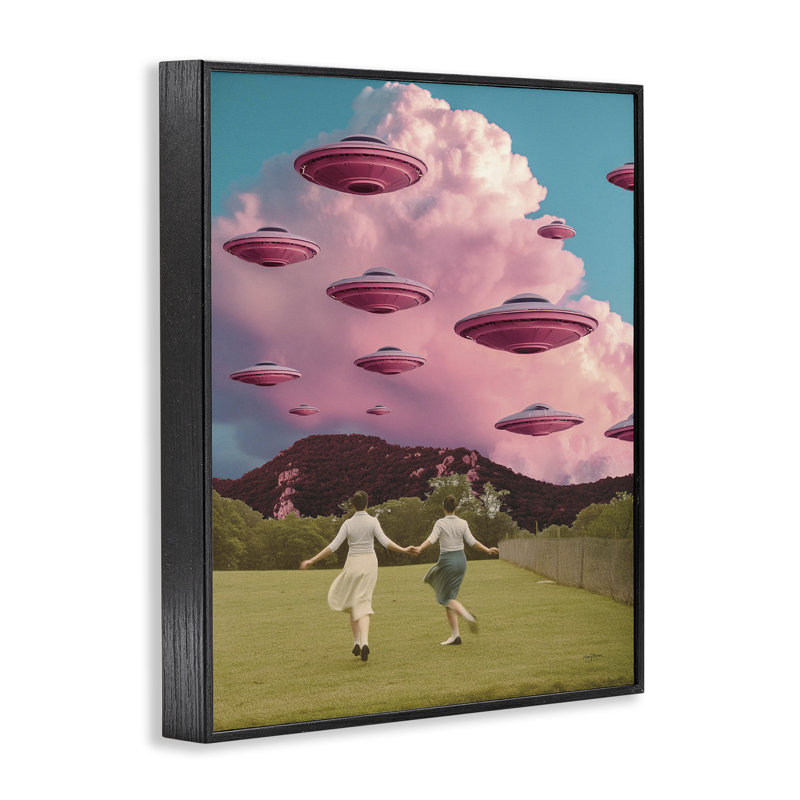 «Pick Me Alien Invasion», estampe numérique par Mary Urban, H 30 po x l 24 po, Giclée encadrée noir minuit