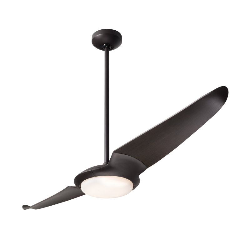 IC Air LED Downrod Ceiling Fan, Dark Bronze, Remote Control, Ebony