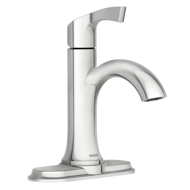Korek Single Handle Single Hole Bathroom Faucet with Included Deckplate in Chrome, Chrome