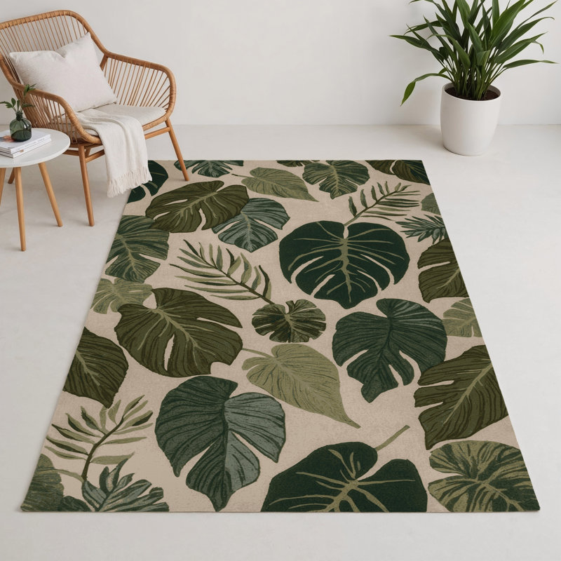 Tapis vert d'intérieur et d'extérieur Botanical, Rectangle 5 pi x 7 pi