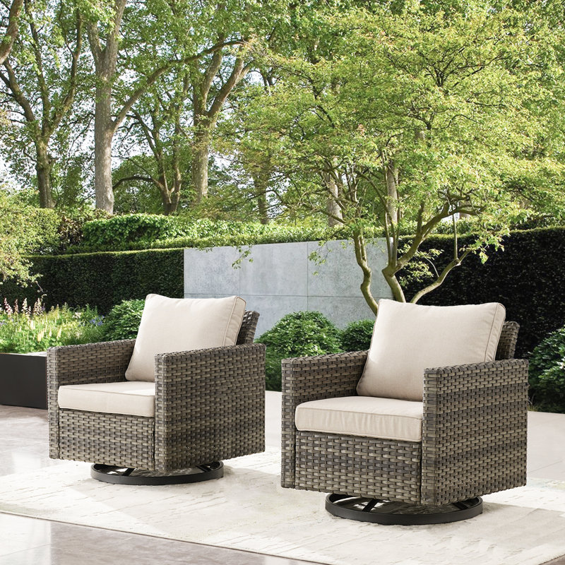 Chaise pivotante en osier PE Hansencamp, Beige