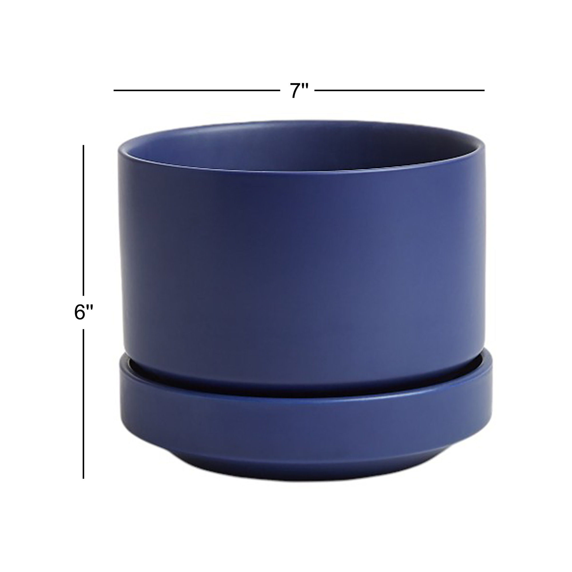 Byer Handmade Ceramic Pot Planter, 6" H x 7" W x 7" D, Blue