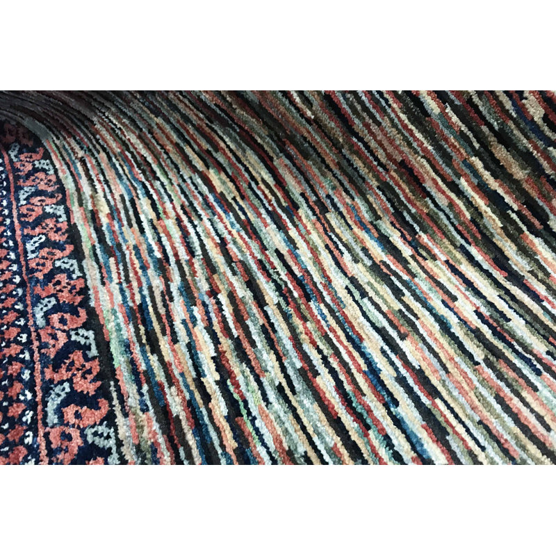 Hand-Knotted High-Quality Rust and Blue Area Rug