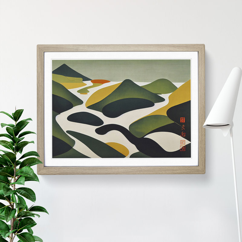 Abstract Mountain River Vol.1 - Framed Print, 46cm H x 64cm W x 2cm D, Oak