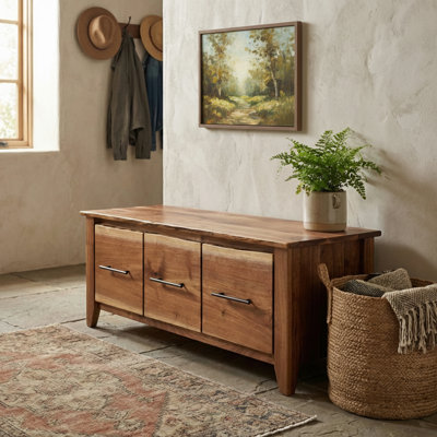 Fireside Lodge Heartland Walnut Three Drawer Entry Bench