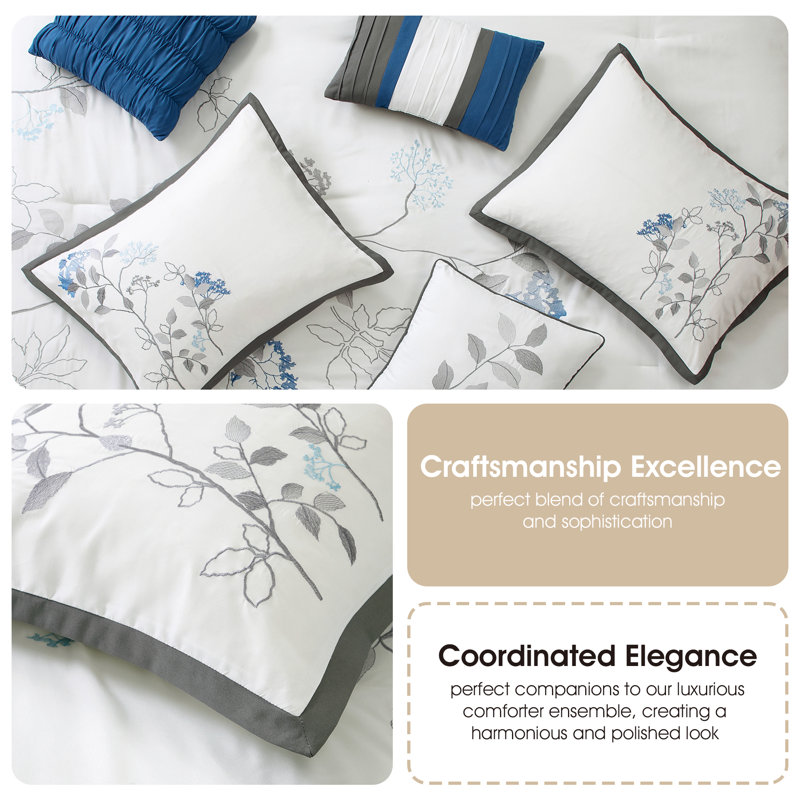 California King White Floral Microfiber Comforter Set