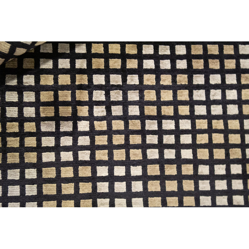 Tapis noir et vert de haute qualité noué à la main