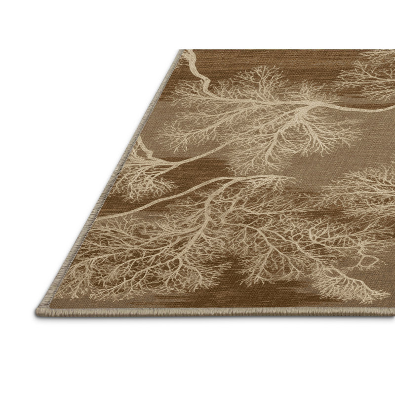 Tapis beige lavable à la machine, Rond 3 pi