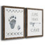 Little Man Cave Paws - Matted and Framed Under Acrylic Glass, Set of 2, Large Living Room Wall Art
