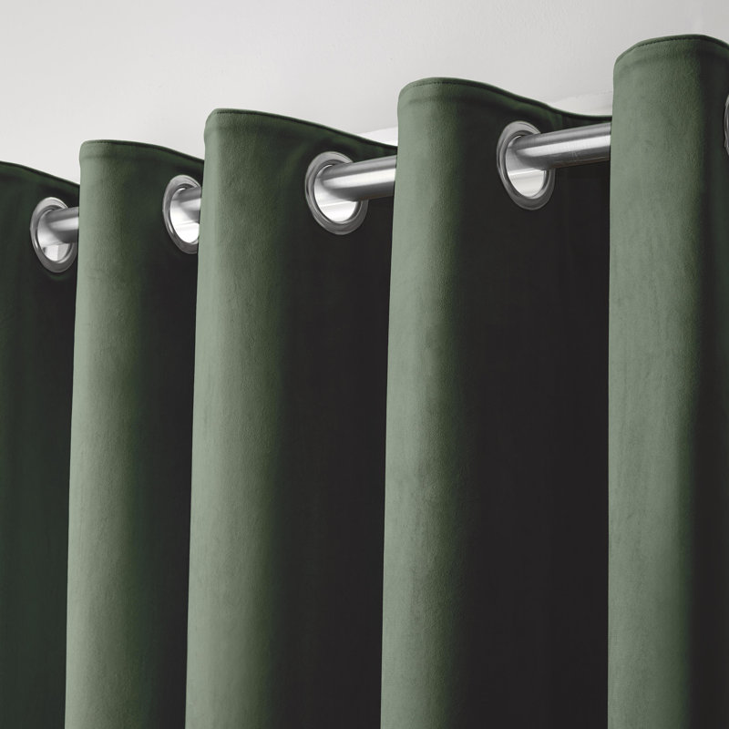 Montrose Eyelet Blackout Curtains, Width 168 x Drop 183 cm, Dark Green