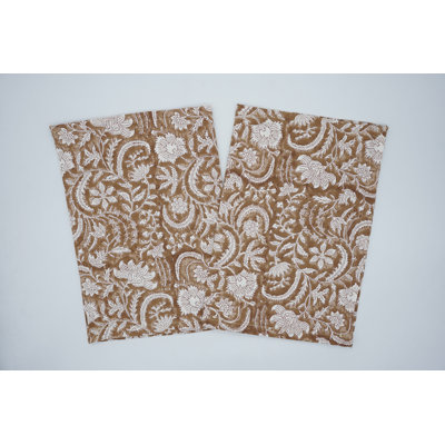 Fabdivine 18X18 Inch Table Napkin with Block Print – Perfect for All Occasions, Kundanvan, Brown
