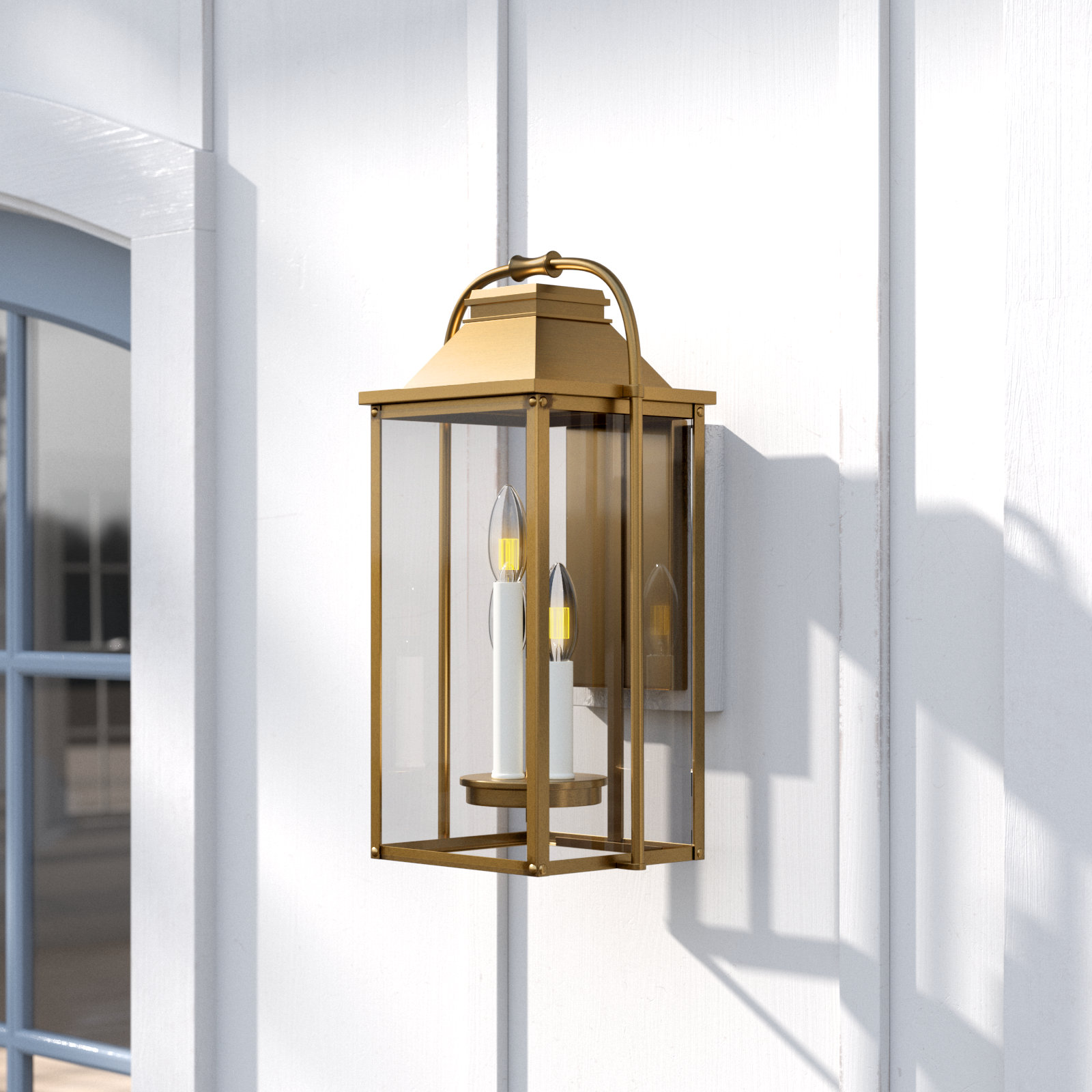 Newson 3-Light Outdoor Wall Lantern, 18.25" H x 8.75" W x 7.5" D, Natural Copper