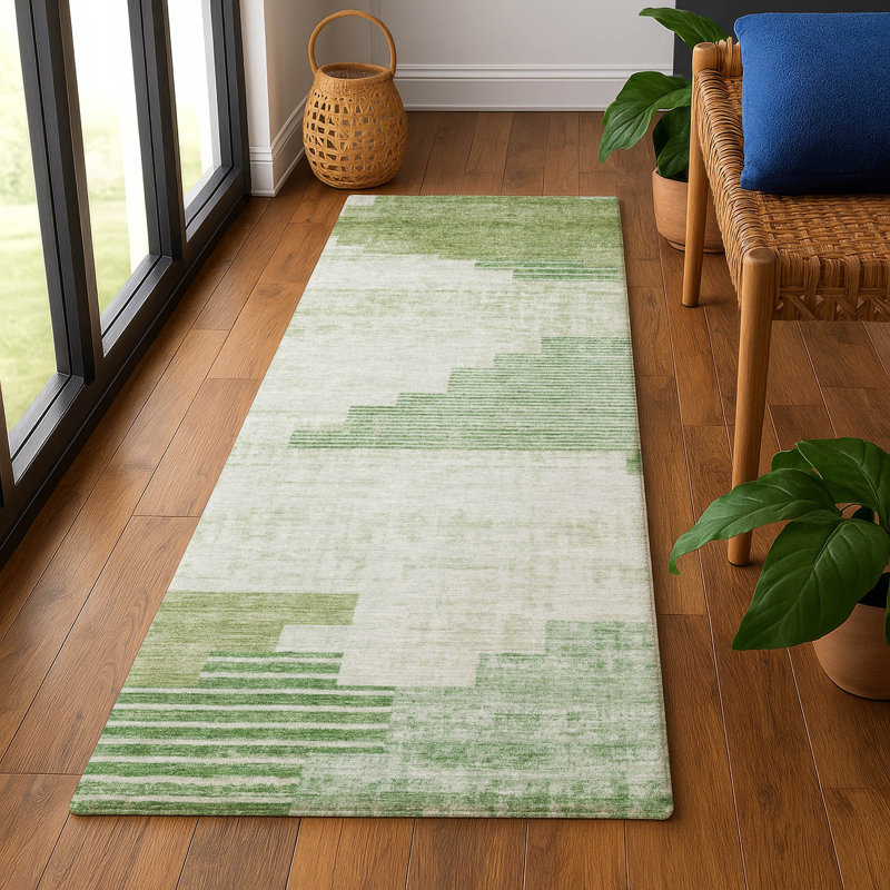 Tapis géométrique de qualité supérieure lavable à la machine Ashington AMF1829, Tapis de couloir 2 pi 3 po x 7 pi 6 po