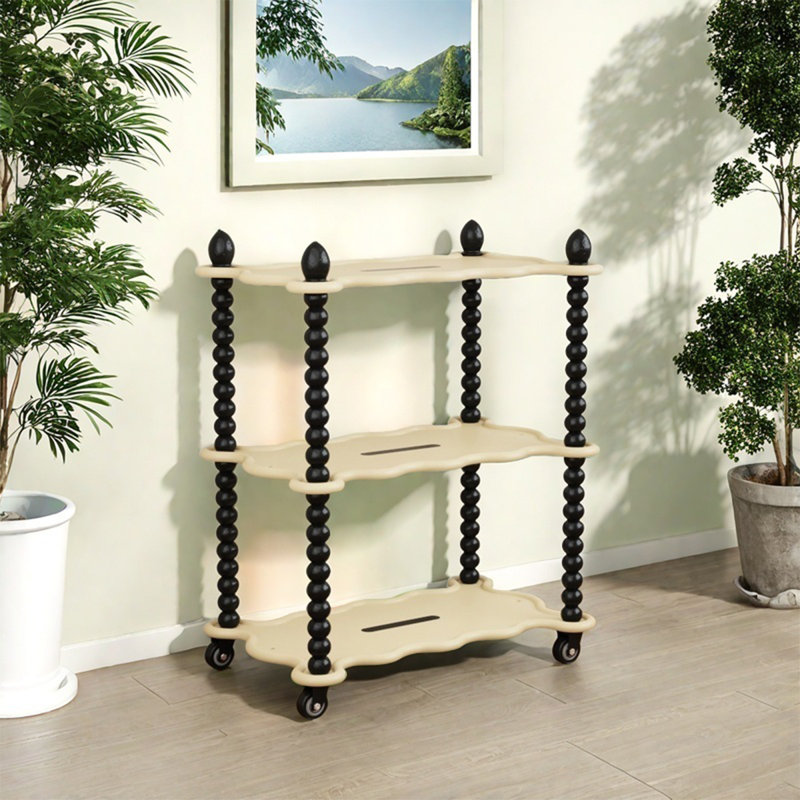 Rangement de plancher d'intérieur à plusieurs niveaux, H 29,92 po x l 23,62 po x P 15,75 po, Crème, crème