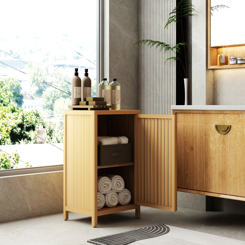 Armoire de rangement pour salle de bain en bambou