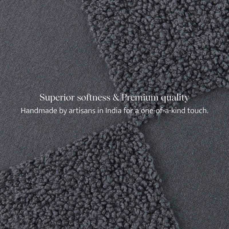 Double Stitch 100% Cotton Checkered Tufted Boho Decorative Throw Pillow Covers, Charcoal Gray