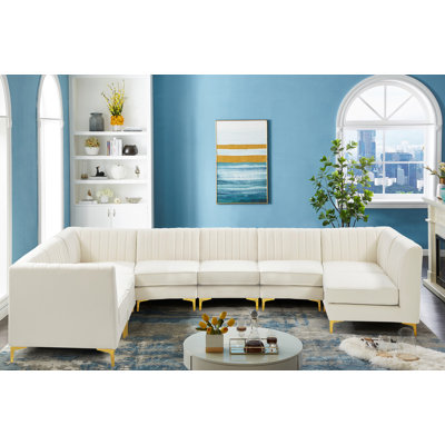 Enson 119" Wide Velvet Reversible Modular Corner Sectional