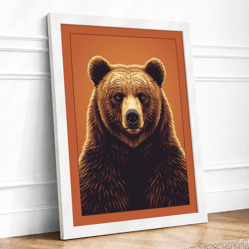 Bear's Quiet Gaze Modern - Framed Print, A1 - 84.1 x 59.4 cm, White