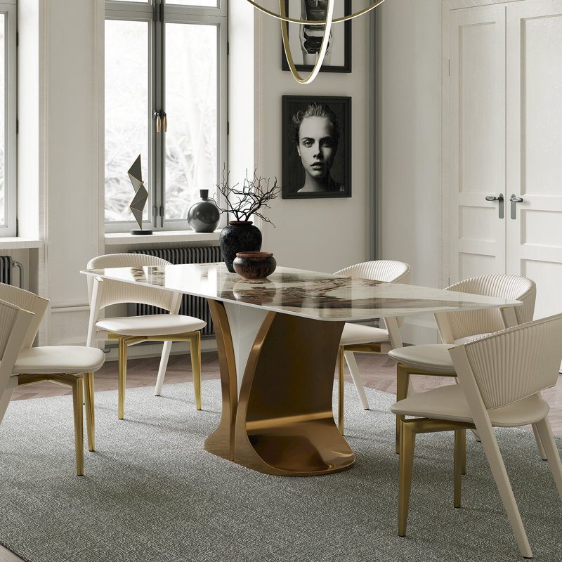 Modern Luxury White Rectangular Dining Table, 29.5"H x 70.9"L x 35.4"W