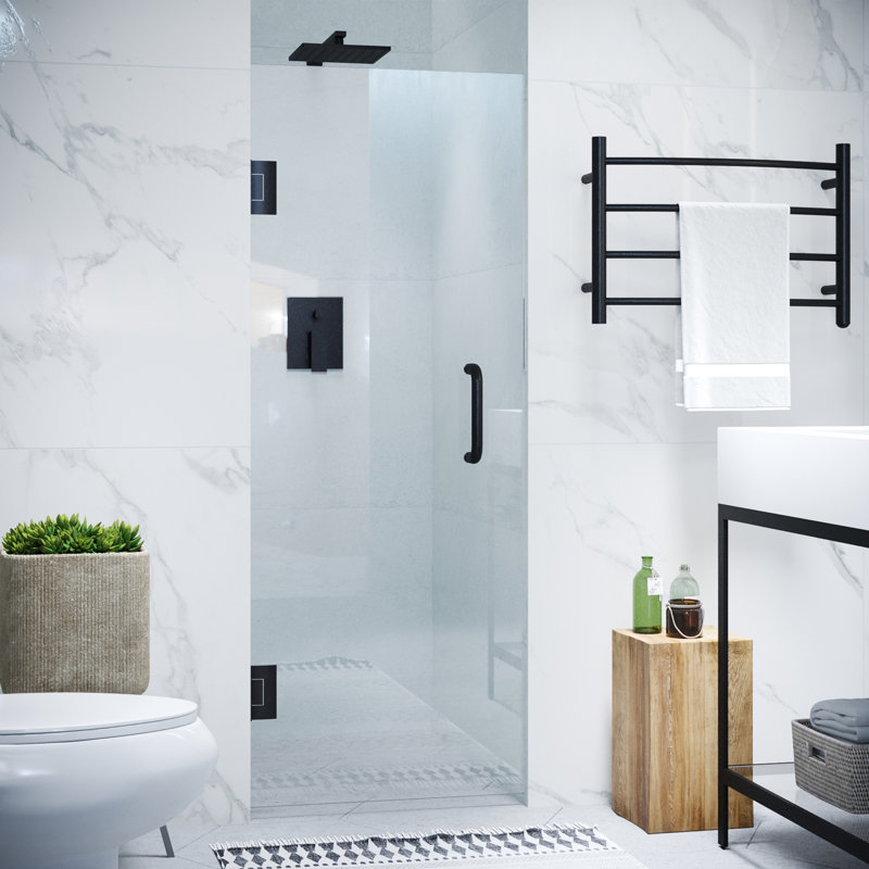 Fellow Series 30" x 72" Hinged Frameless Shower Door, Matte Black