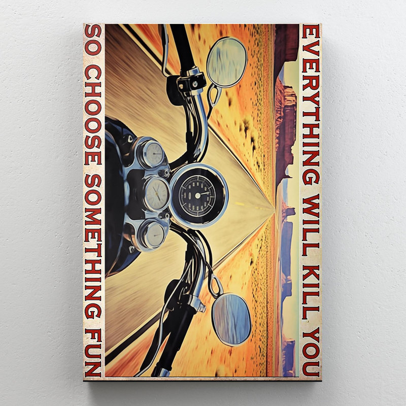 «Moto donc choisissez quelque chose d'amusant», reproduction d'art graphique sur toile tendue, H 20 po x l 16 po x P 1,25 po
