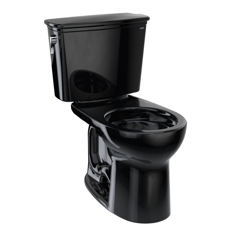 Drake® 1.28 GPF Round Two-Piece Toilet with Tornado Flush (Seat Not Included), Ebony