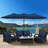 Nyasia 15 ft. x 9 ft. Rectangular Market Umbrella with Base, Navy (Sand Not Included)-1802761609