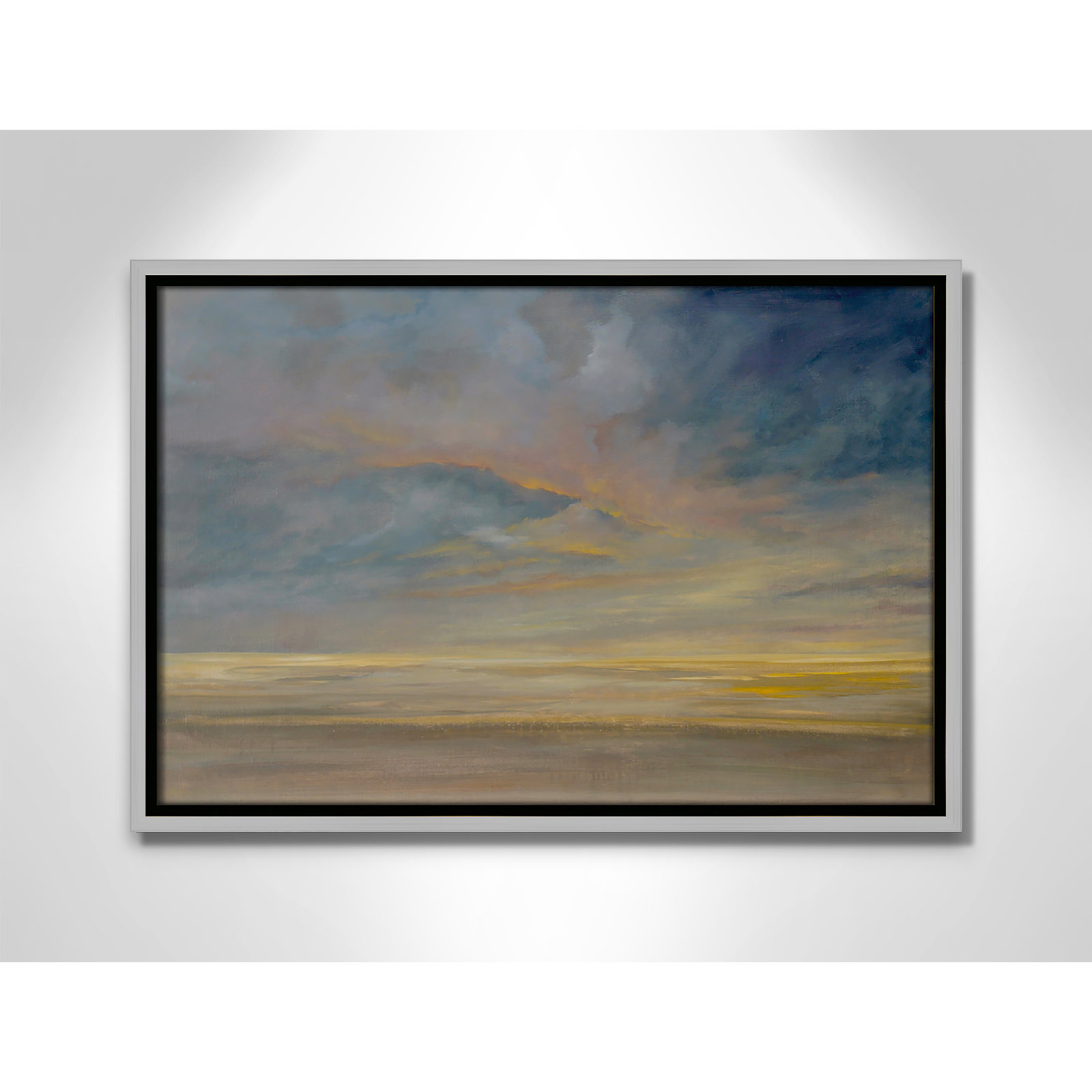 Saffi "Dawning Unrest" Painting, 13.5" H x 19.5" W, Silver