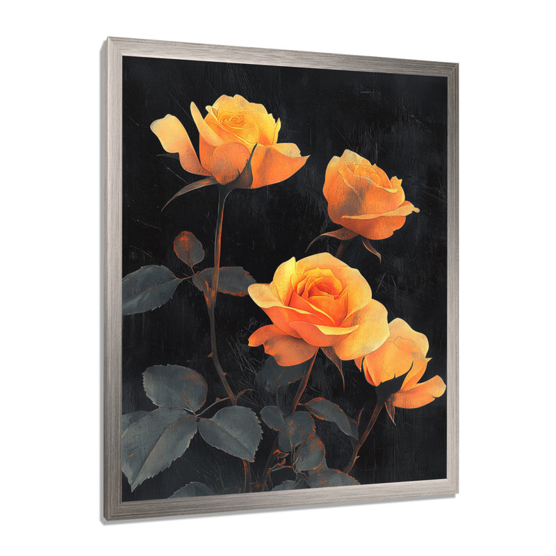 Brittney - impressions sur toile florales, Argent argent, H 20 po x l 12 po, Reproduction encadrée d'une seule photo