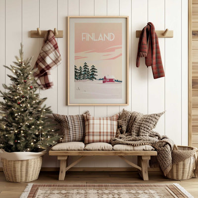 36" x 24" Finland Travel Poster Print in a Weathered Zinc Frame
