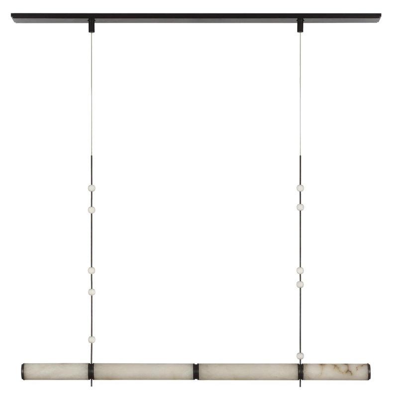 Anne-Marie Barton Marcell 56" Linear Chandelier with Alabaster, Bronze