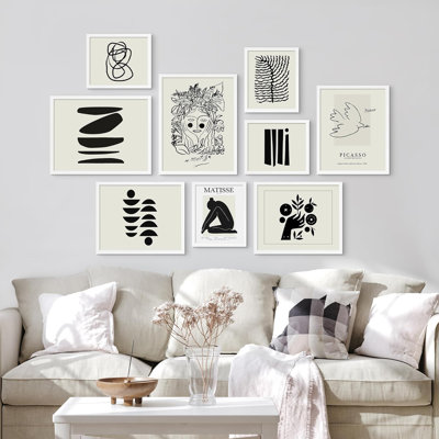 " Black White Matisse Drawing Variety Nature " 9 - Pieces