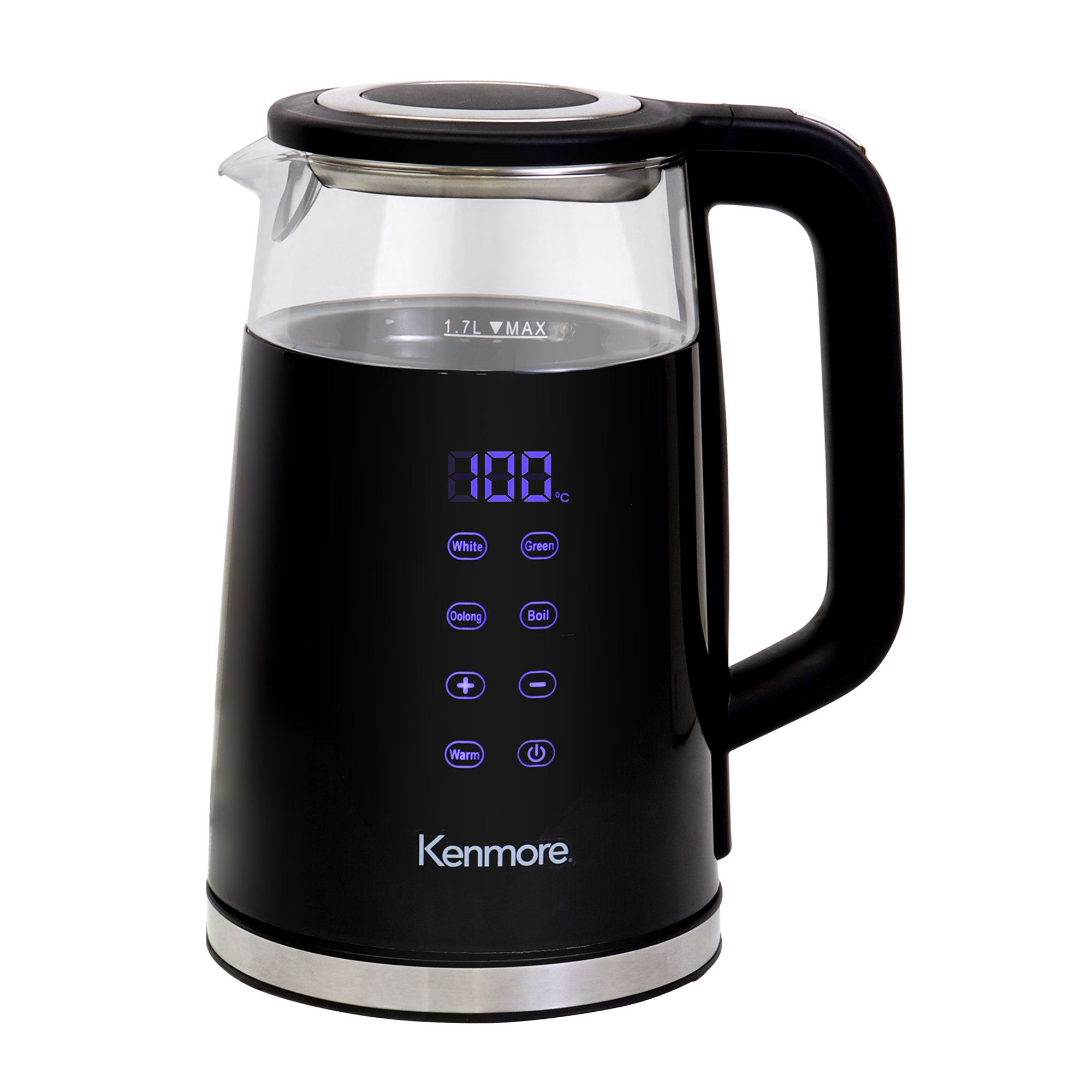 Kenmore 1.7L Glass Electric Kettle, Digital Temperature Control