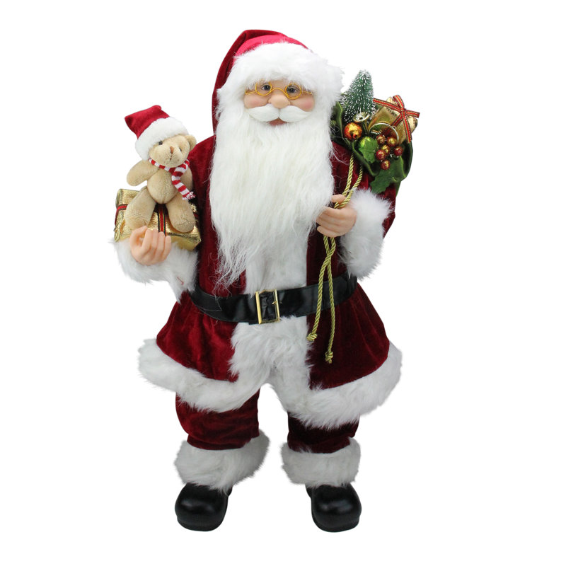 Figurine de père Noël avec sac-cadeau, H 24 po x l 12 po x P 8,5 po