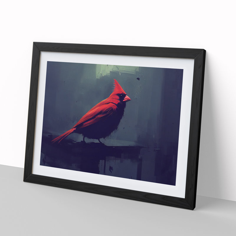 Cardinal Bird Vol.5 - Single Picture Frame Print, 46cm H x 64cm W x 2cm D, Black Framed