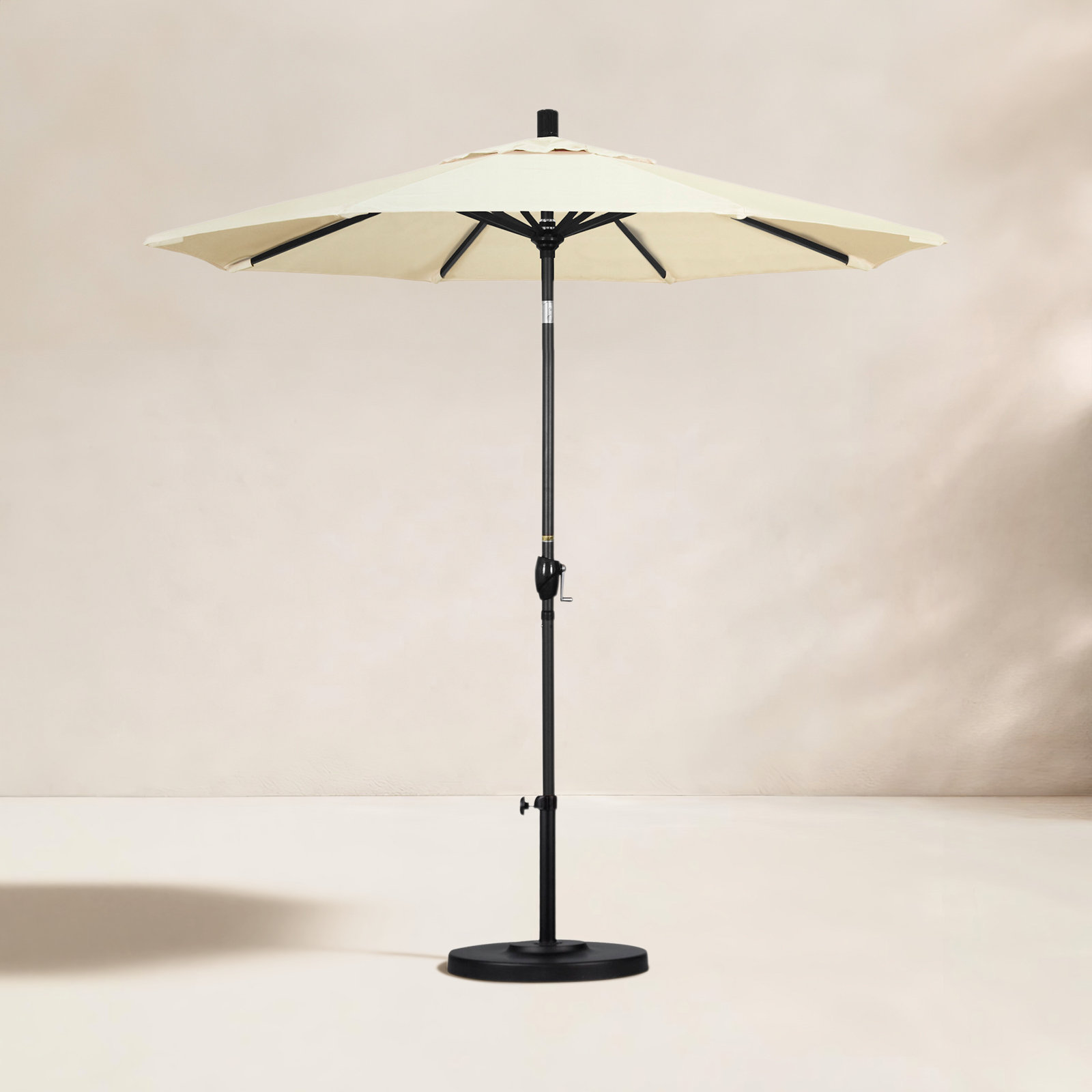 90'' Outdoor Umbrella, Sunbrella®, Black, Canvas Natural Sunbrella® Canvas