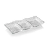All In One 3 Sections Appetizer Tray Rectangular Cm. 32X14 Clear